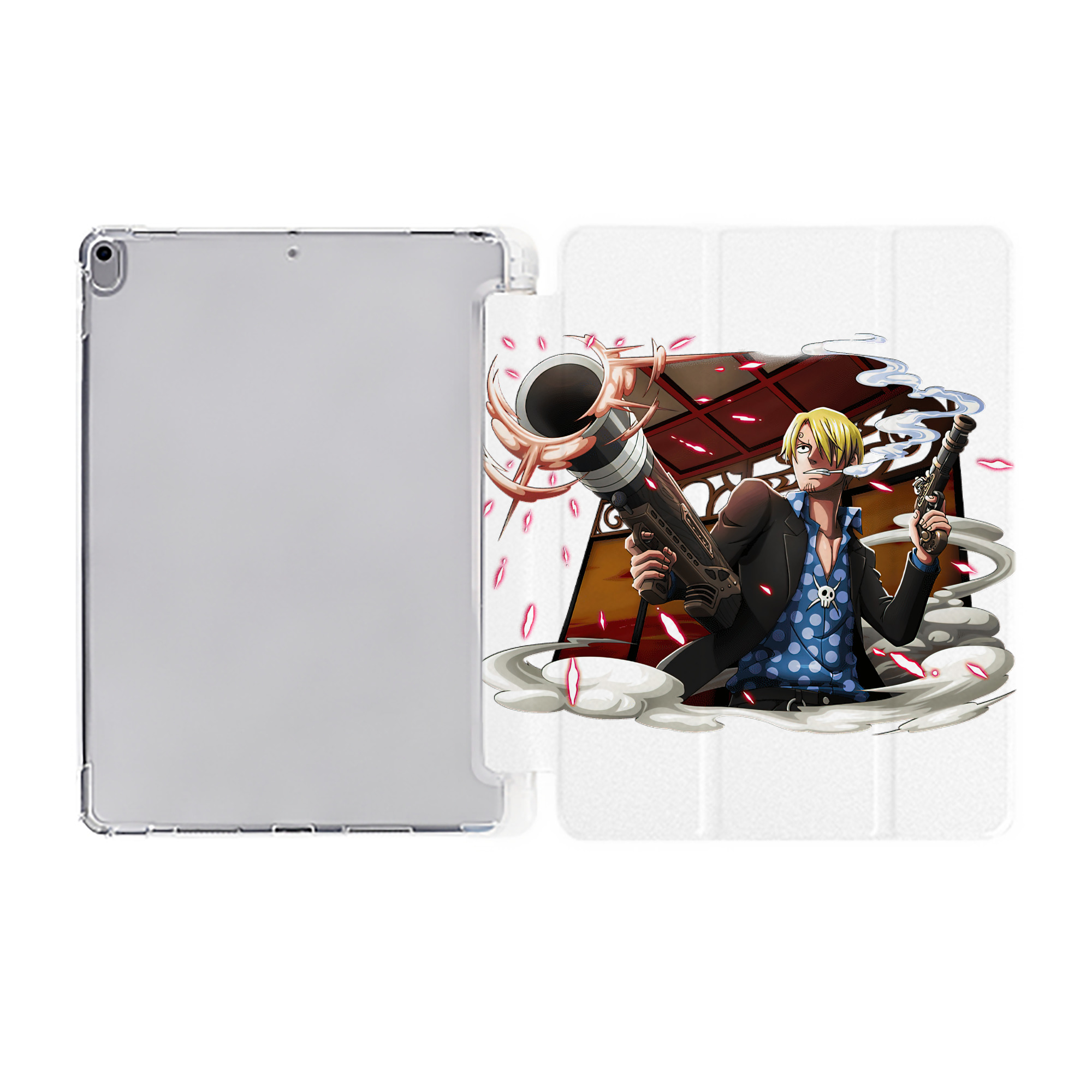 （画像用） ワンピース サンジ ONE PIECE Sanji IPad ケース ペン収納付き 三つ折りスタンド PUレザー×シリコン 対応機種9.5/10.5/10.9インチ